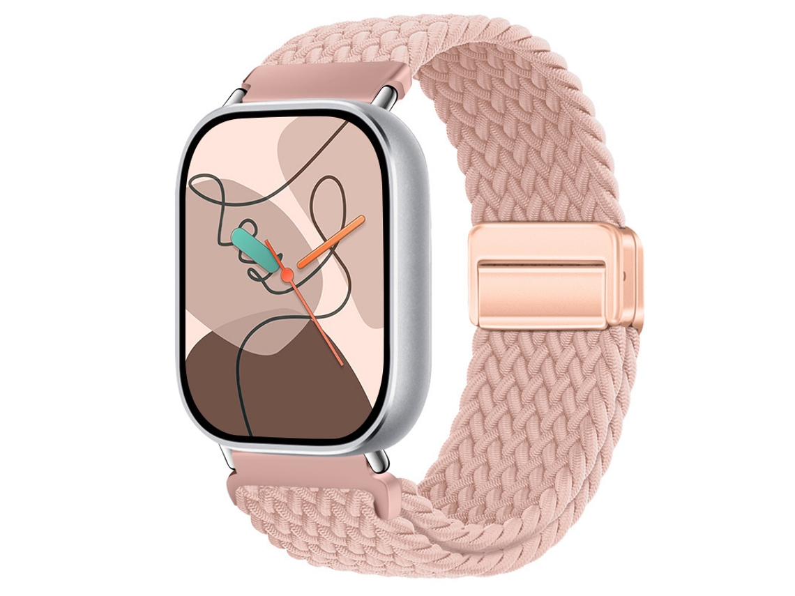 Pulseira de nylon com fecho magnético para Xiaomi Mi Band 10 Pro, Huawei Fit 5, Redmi Watch 6 - Conector Areia rosa