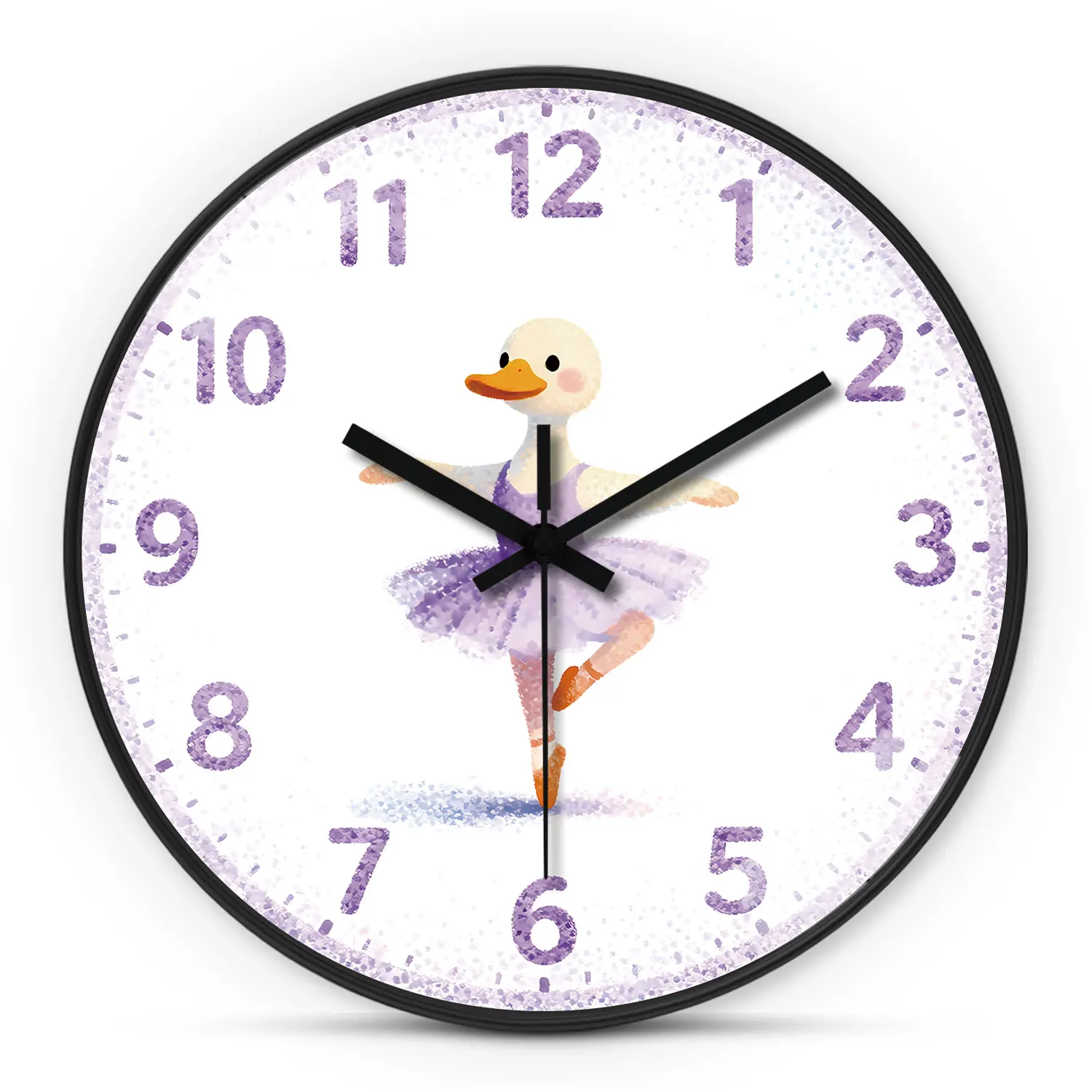 Relógio De Parede Cisne Bailarino Roxo (35,5 Cm), Redondo, Silencioso, Sem Tique-taque, Alimentado Por Pilhas Aa.