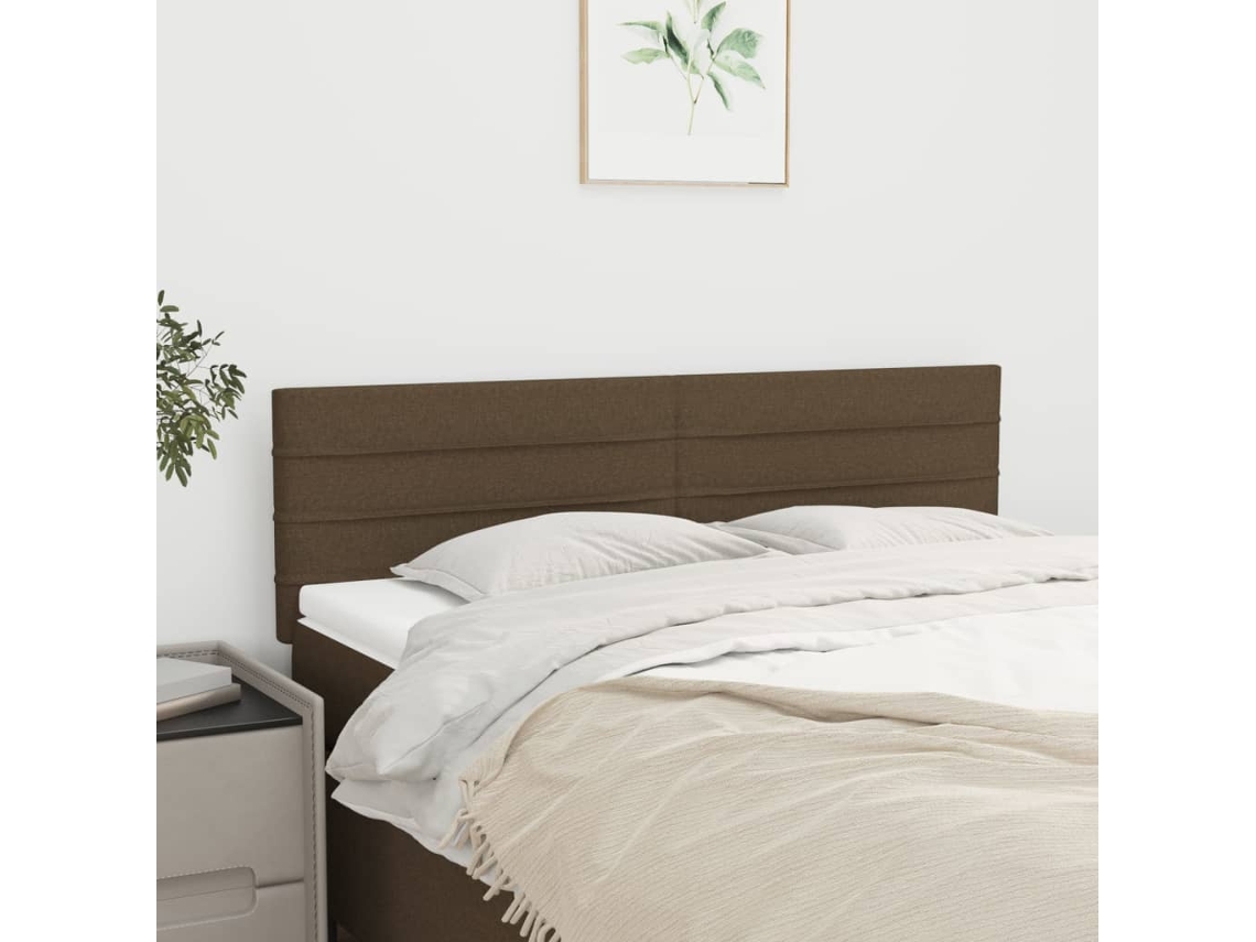 Vidaxl Cabeceiras Castanho-escuro 144x5x78/88 Cm Tecido