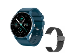 Smartwatch com Timer de Monitoramento Do Sono e Pedômetro de Atividade Plástico Azul Aço Preto JL-EIGHT