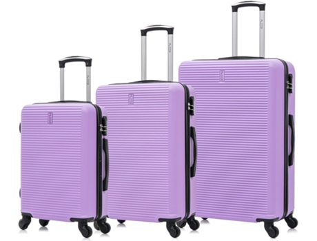Conjuntos de Malas de Viagem 3 Peças Mala de Cabine Mala Média Mala Grande Cadeado Integrado Leve e Rígida Lilás CELIMS FRANCE