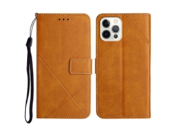 Capa Em Couro Pu Para Apple Iphone 16 Pro - Amarelo