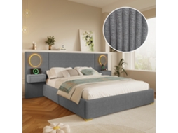 Cama Estofada Veludo Cinza 180x200 Cm