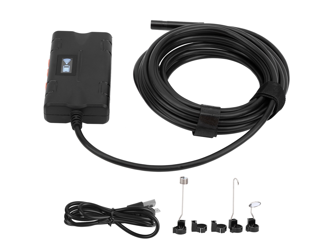 Endoscópio Wifi Sem Fio 8mm 1080p 2mp Câmera de Inspeção Industrial Ip67 10m com Leds Ajustáveis