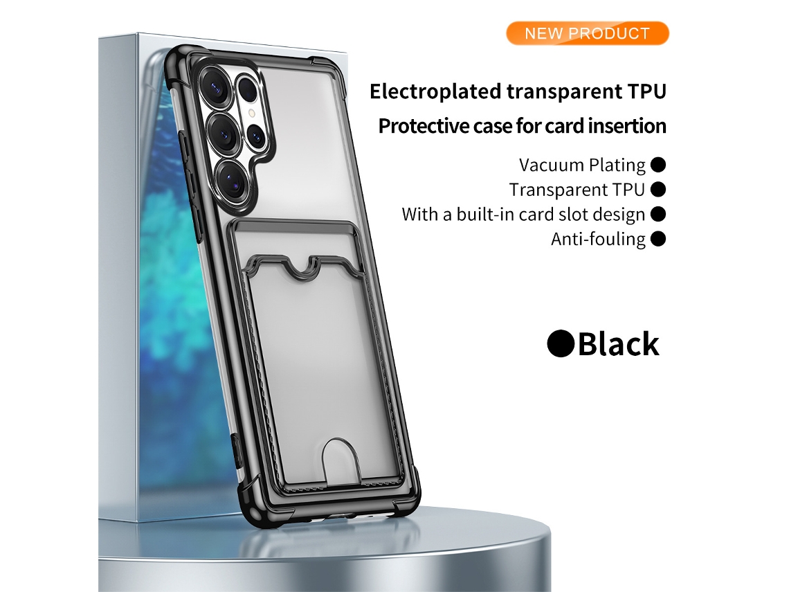 Capa Ultrafina E Resistente A Impactos Para Samsung Galaxy S25 Ultra, Preta, Com Proteção Nos Quatro Cantos E Design Transparente.