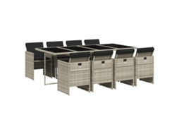 Conjunto de 9 Jantar para Jardim com Almofadões Cinzento Claro MAISON EXCLUSIVE