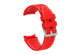 Bracelete Para Samsung Galaxy Watch 4 / Watch 4 Classic - Silicone Com Costura - Red White