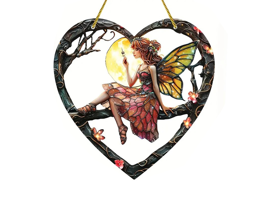 Painel luminoso 60x20x0,2cm com design de anjo fada elfa luminosa LAXISCREED