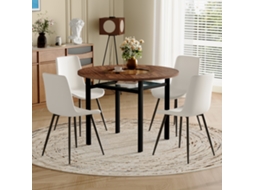Este Conjunto De Jantar Redondo, Moderno E Minimalista, Inclui Quatro Cadeiras E Uma Mesa Redonda Com 100 Cm De Diâmetro.