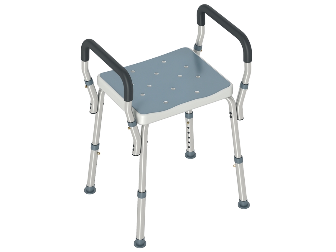 Banqueta Chuveiro Ajustável 52x45x69 Branco Azul