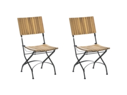Juego De Sillas De Madera Sin Reposabrazos Beliani Lascari De Madera De Acacia Marrón 45x42x89