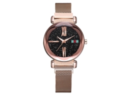 Relógio de Pulso Feminino de Quartzo com Pulseira de Liga Ajustável e Fecho Magnético Ouro Rosa