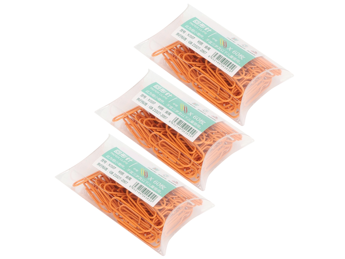 3 Caixas De Clips De Papel Pet Pequenos E Bonitos De Cor Laranja Para Classificar Arquivos, Alfinete Portátil Para Organizar Faturas.