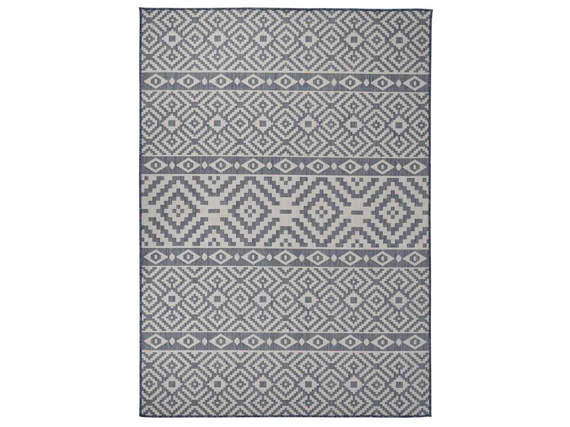 Vidaxl Tapete De Tecido Plano Para Exterior 120x170 Cm Riscas Azuis