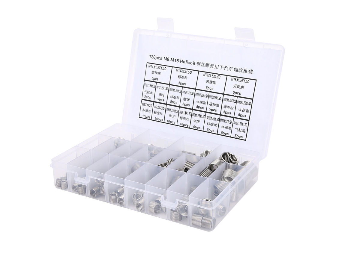 Kit De Inserções Em Aço Inox Laxiscreed Para Reparação De Roscas Métricas Em Automóveis
