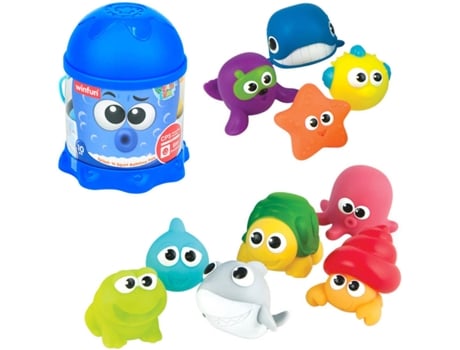 Pack 10 animais  marinhos de borracha (16x16x4 cm - 6 meses)