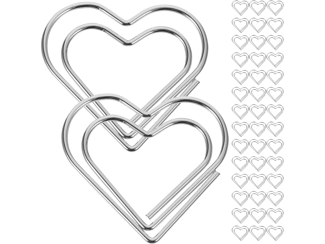 Clipes de papel em formato de coração da Cabilock, 100 unidades, pequenos clipes de metal dourado para mesa, material escolar e outros fins.