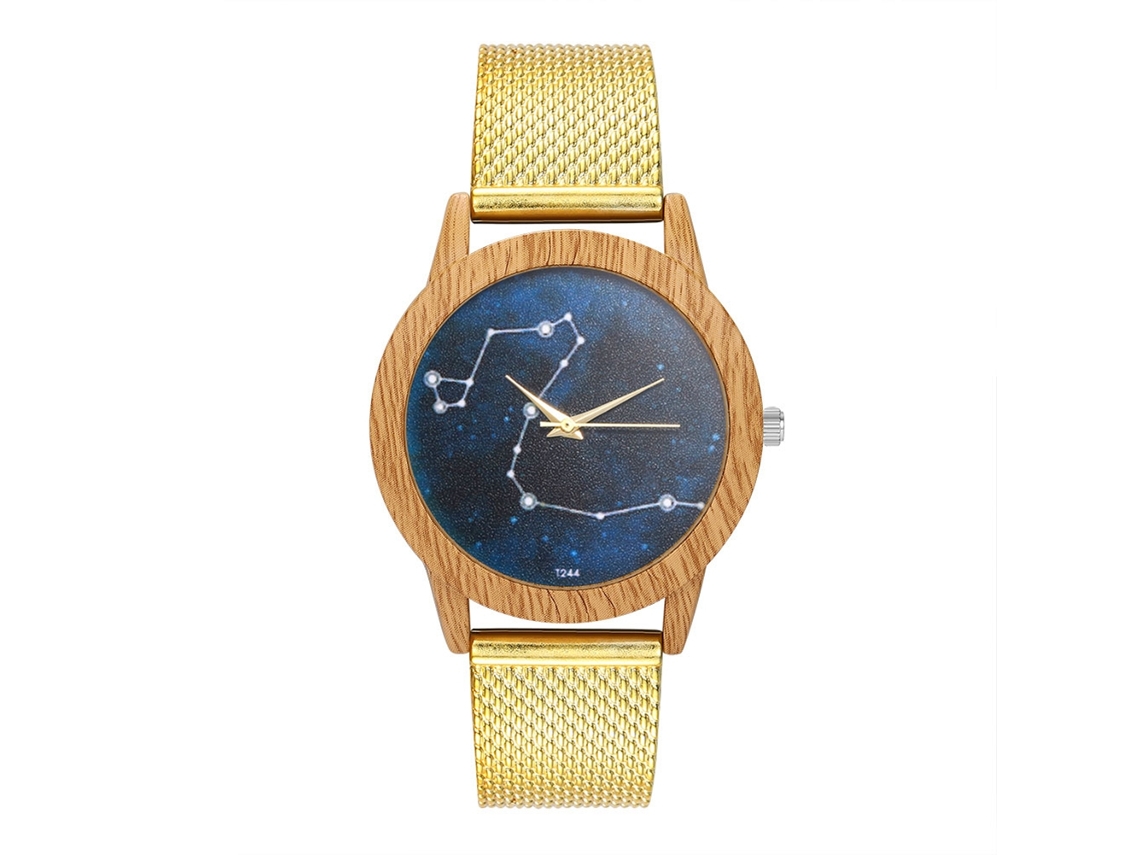 Relógio de quartzo unissex para casais com pulseira de silicone e mostrador redondo (dourado)
