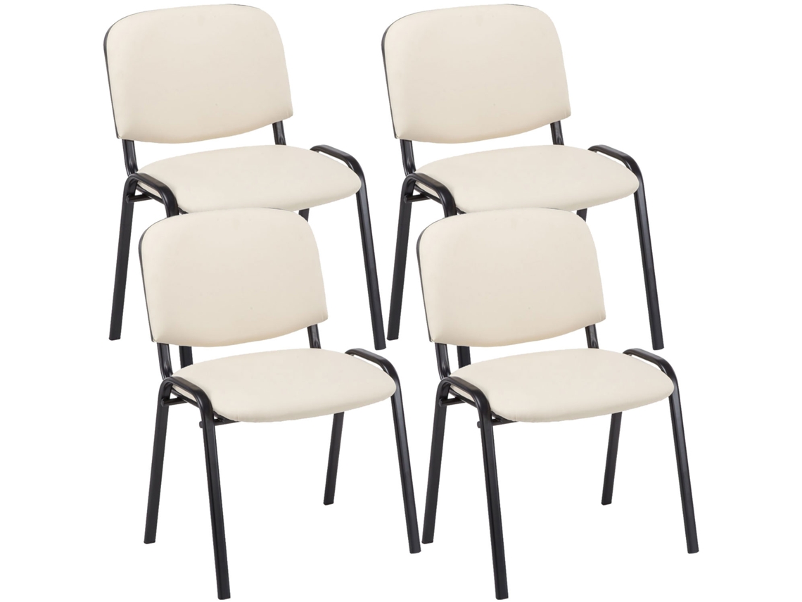 Conjunto de 4 cadeiras de visita Ken em imitação de pele creme CLP