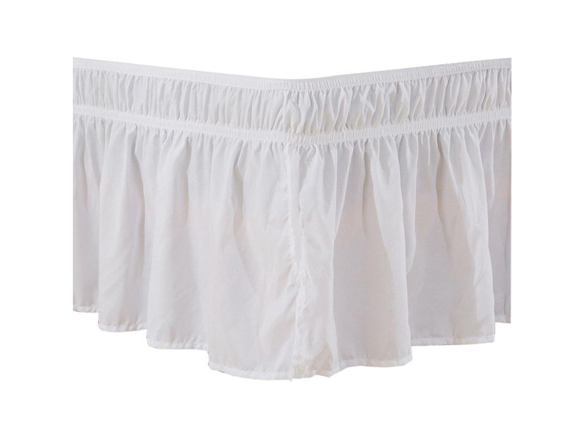 Saias de cama com cinto elástico ajustável poliéster sem rugas com volantes branco full 54x75+15 polegadas | S/MARCA