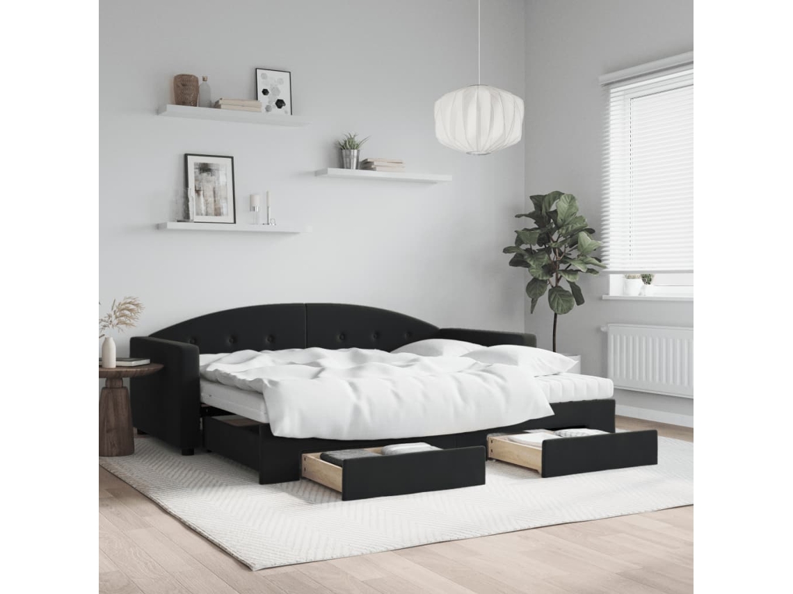 Daybed With Trundle, Daybeds With Trundles Vidaxl Preto Veludo (90 X 190 Cm)