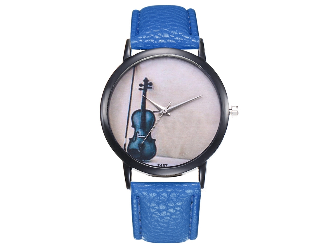 Relógio masculino ultrafino e minimalista de quartzo com pulseira de PU azul royal.