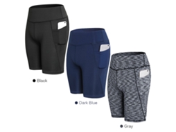 Business calcinha de Yoga Curta para Mulher Legging de Treino de Secagem Rápida com Bolso Azul Escuro XXL