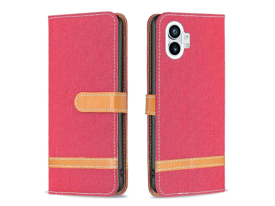 Capa De Celular For Nothing Phone 1 Em Couro Com Textura De Jeans Combinando Com A Cor Do Aparelho.