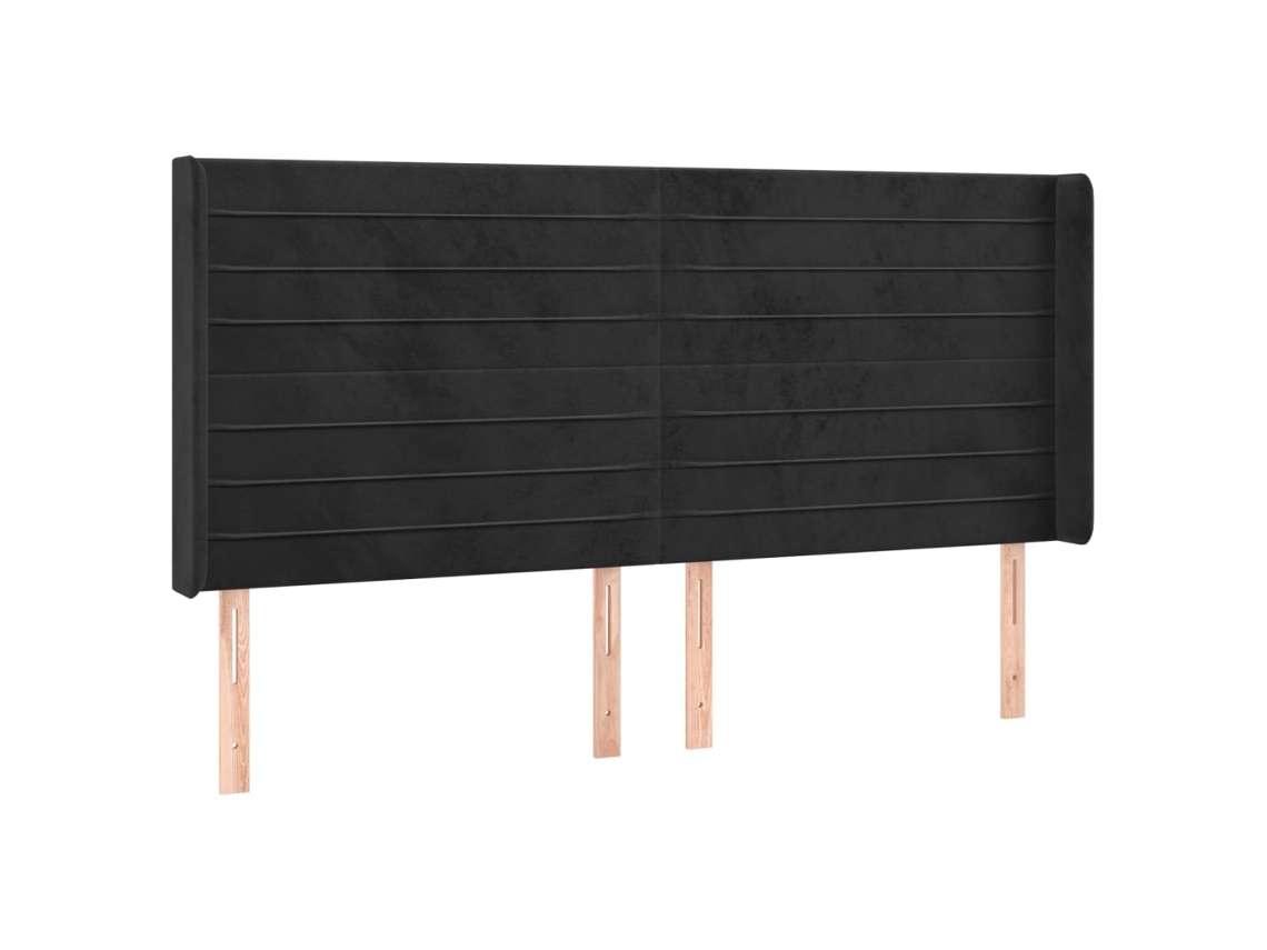 Headboard, Headboards Vidaxl Preto Veludo (163 X 16 X 118/128 Cm)