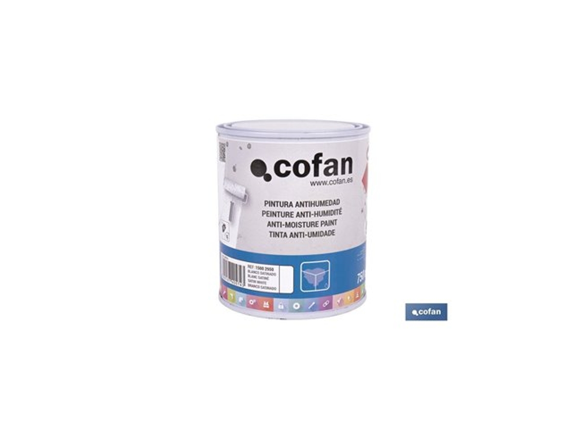 Tinta Sintética Anti Umidade Branca Acetinada Para Interior E Exterior Cofan (750ml)