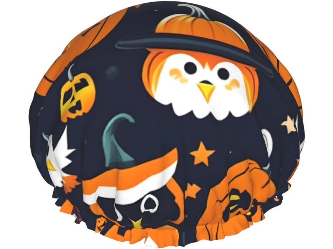 Touca De Banho Grande Para Homens E Mulheres – Dupla Com Estampa Coruja, Fantasma E Abóbora Para O Halloween, Ideal Para