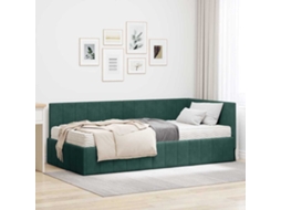 Vidaxl Estrutura De Cama De Canto Com Colchão 2 Unid. Verde Veludo