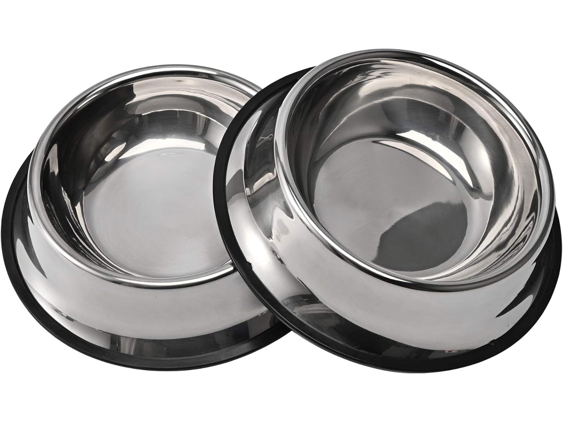 Conjunto de 2 Tigelas de Aço Inoxidável para Cães com Base de Borracha Antiderrapante, Perfeita para Comida AQUAFORGE