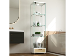 Vitrine Moderna Led Gavetas Porta Única Vidro Temperado 167cm ZACHARY