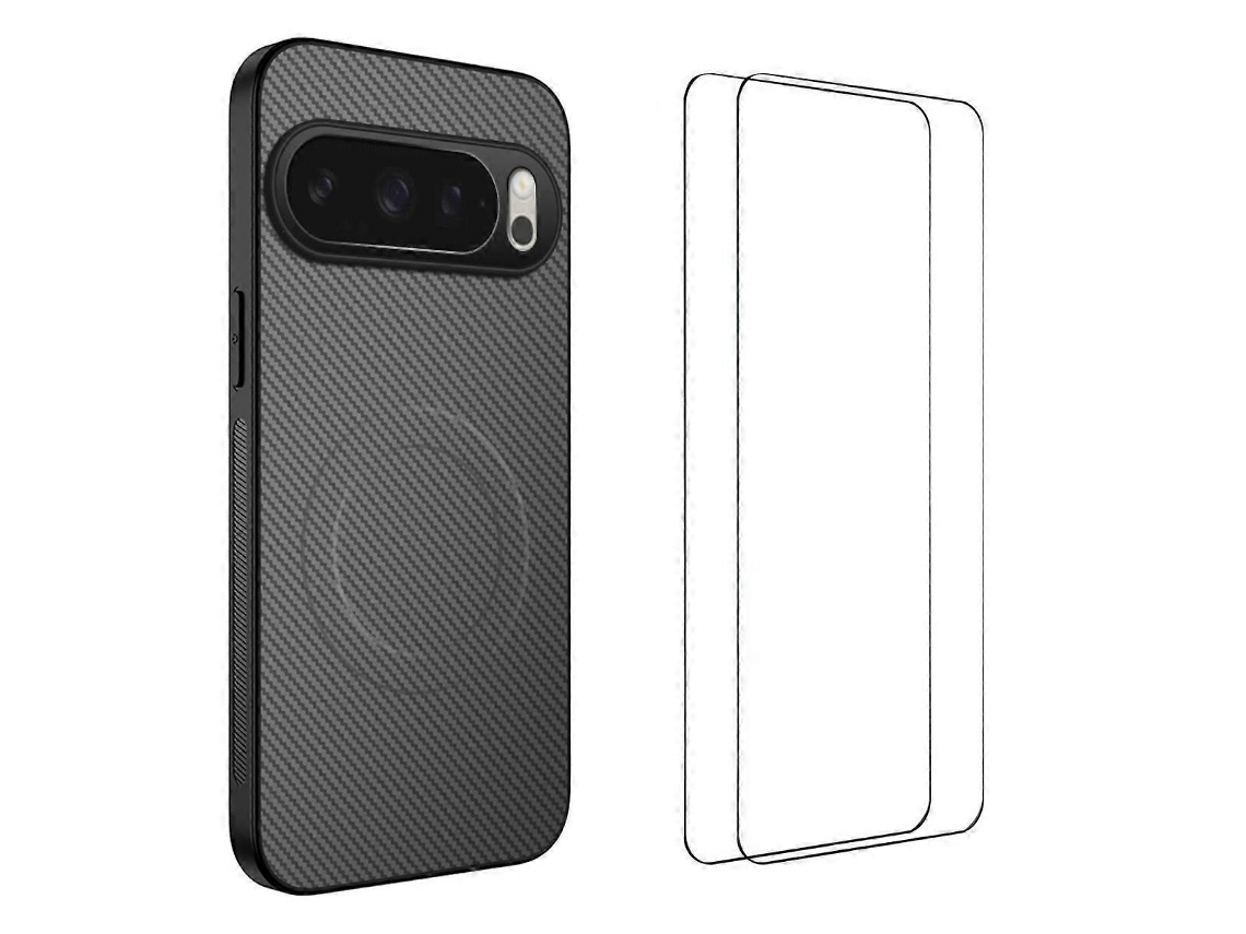 Capa Telemóvel Compatível Magsafe Em Pc E Tpu Com 2 Películas Protetoras E Proteção Anti-choque Para Google Pixel 10, Cinzento Elysve
