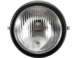 Farol Retrô Para Motocicleta Walmeck, Carcaça Preta, Lente Branca, Gn125, Universal