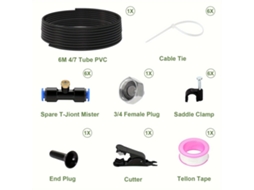 Kit Completo De Nebulização Irrigação 6m Tubo 4/7 Pvc, Acessórios T, Cortador, Fita Teflon Para Jardim E Estufa