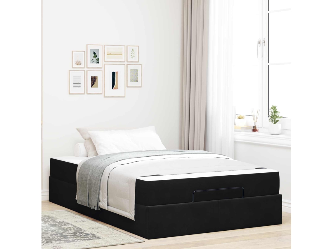 Vidaxl Estrutura De Cama Com Colchão 2 Unid. Preto Veludo