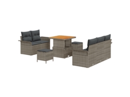Conjunto 8 Conjunto De Sofá De Jardim Vidaxl Cinzento Vime Pe (196 X 62 X 85 Cm)
