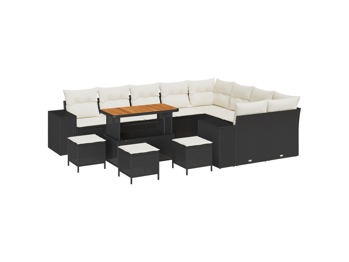 Conjunto 13 Móveis Para Exterior Vidaxl Preto Vime Pe (110 X 55 X 71 Cm)