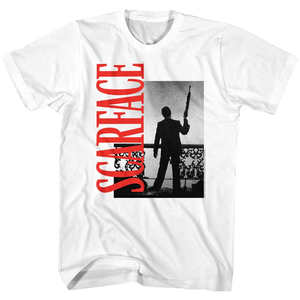 Unisex Adult T-shirt Rockinstone Scarface Movie Red Logo White Sizem