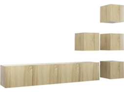 Tv Cabinet Set, Tv Cabinet Sets Vidaxl Marrom Madeira Processada (n/a)