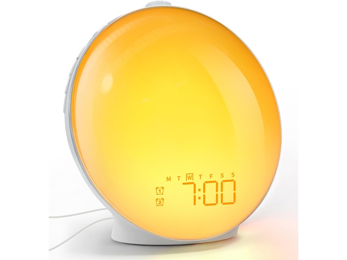 Lurelia Despertador Brilhante, Despertador Com Luz Do Dia, Simulação De Nascer Do Sol E Pôr Do Sol, Despertador Com Alarme Duplo Em Tela Cheia