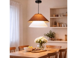 Candeeiro De Teto Em Tecido Ø40 Cm, Design Elegante, Casquilho E27 E Altura Ajustável