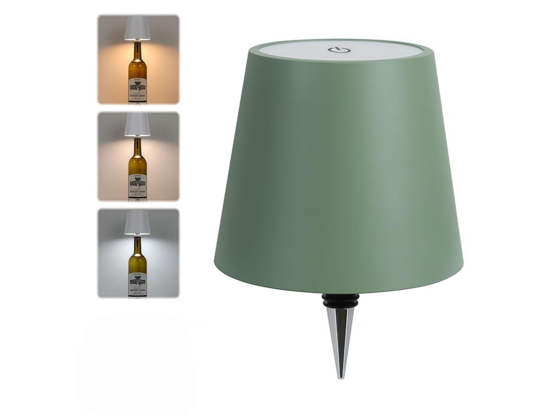 Luminária De Garrafa De Vinho Usb-c 3 Modos Regulável Toque - Verde - Eifson