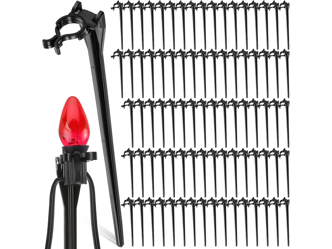 50 Estacas De Plástico Para Luzes De Natal, 4,5 Polegadas, Para Decoração Externa De Feriados-zscy