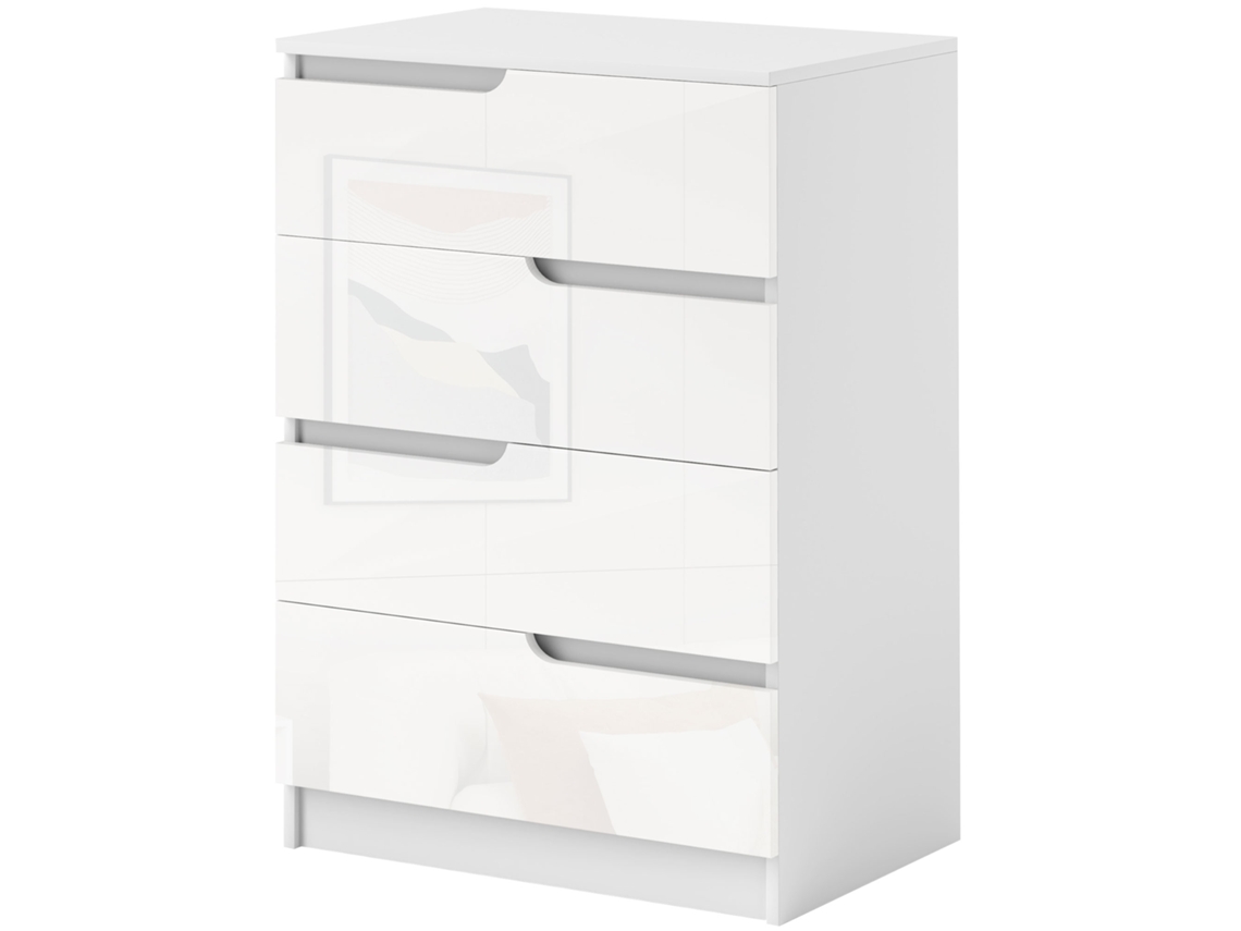 Cómoda Com 4 Gavetas Cómoda De Dormitório Moderna Com Sistema Anti-tombo 60x40x85 Cm Branco