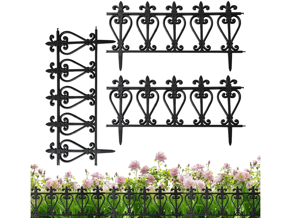 Bordadura de Jardim, Kit de 3 Peças, Cerca Decorativa de Estacas para Uso Externo, Bordadura Paisagística, para CHABERLU
