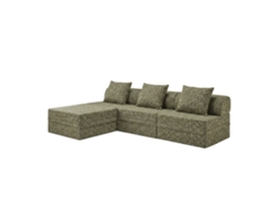 Sofá Modular 3+1+puff Convertível Tweed Verde Oliva SKOFFA