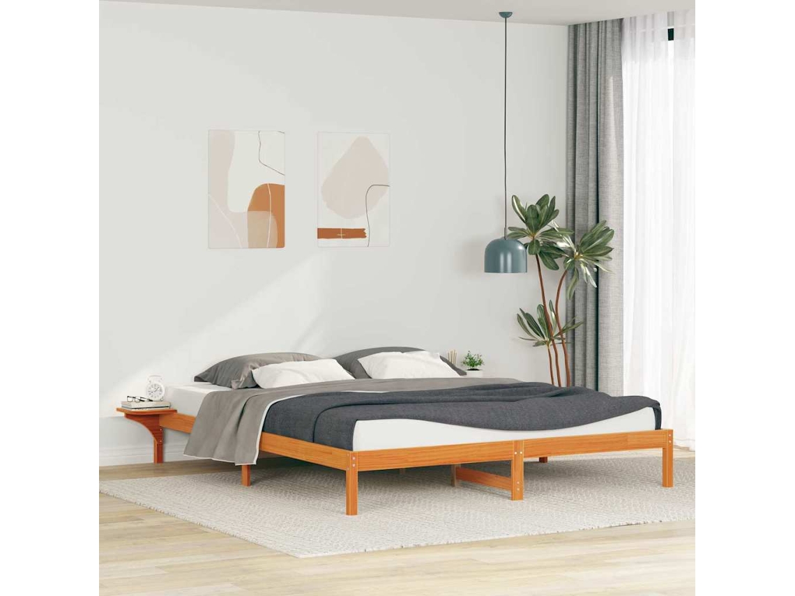 Vidaxl Cama Com Mesas Laterais Marrom Cera 200 X 210 Cm